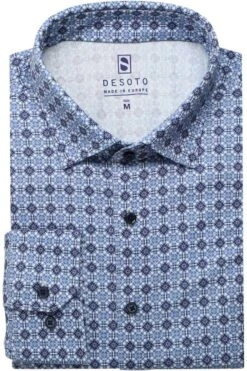 Desoto Slim Fit Jerseyhemd Blau/weiss/rot, Gemustert