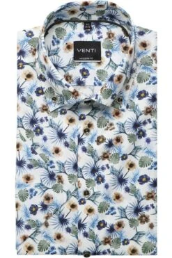 Venti Modern Fit Hemd Weiss, Gemustert