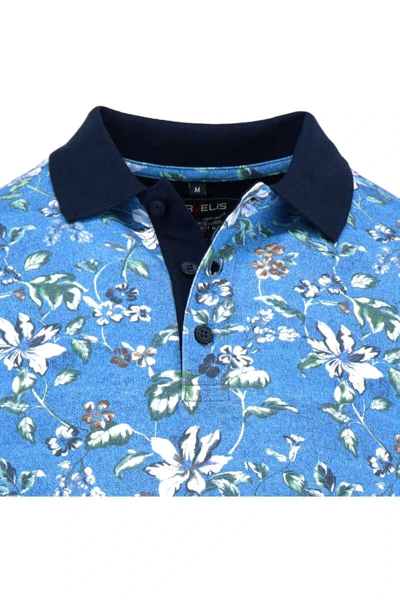 Marvelis Casual Modern Fit Poloshirt Marine, Blumen 4 Marvelis Casual Modern Fit Poloshirt Marine, Blumen – Bild 2
