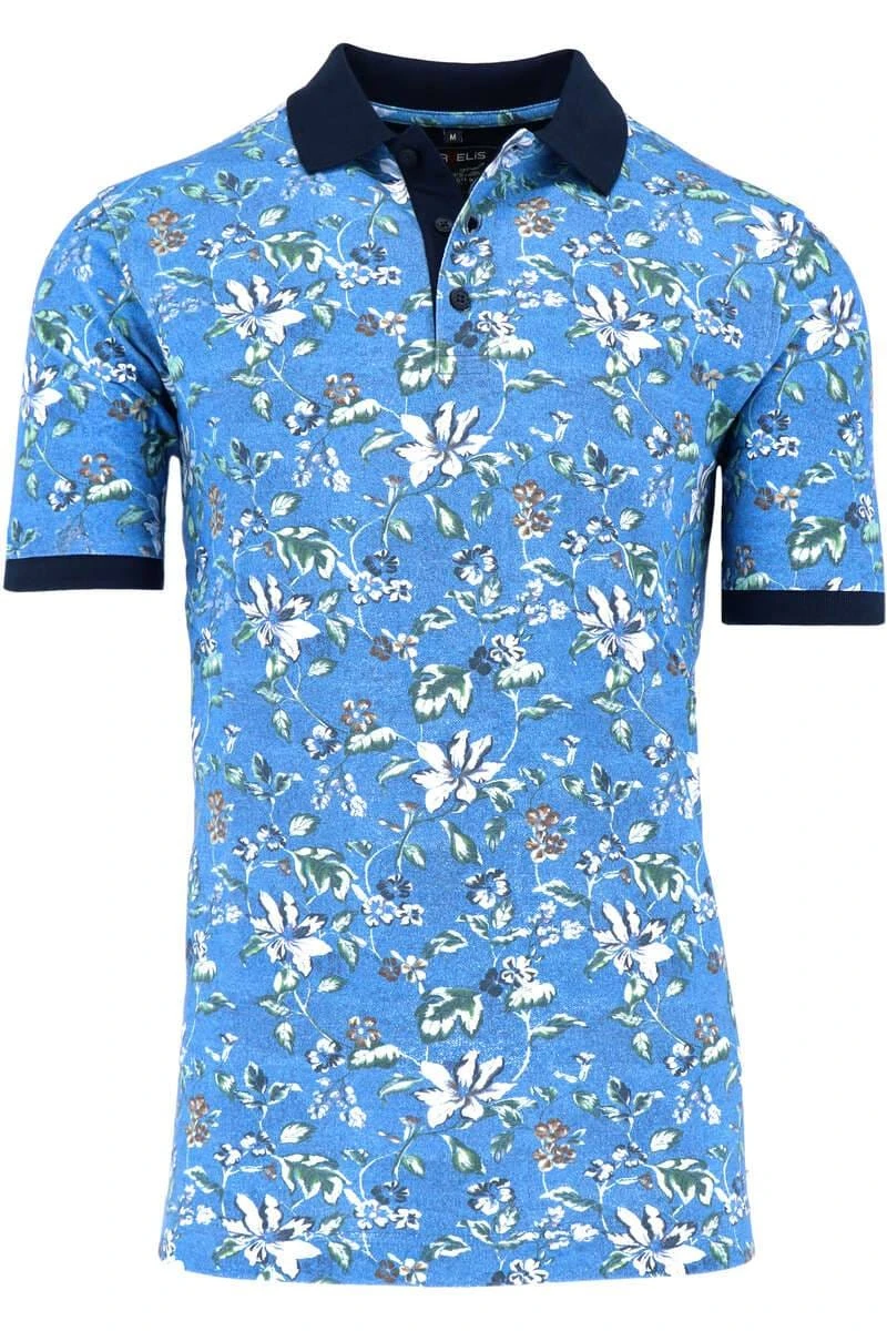 Marvelis Casual Modern Fit Poloshirt Marine, Blumen 3 Marvelis Casual Modern Fit Poloshirt Marine, Blumen