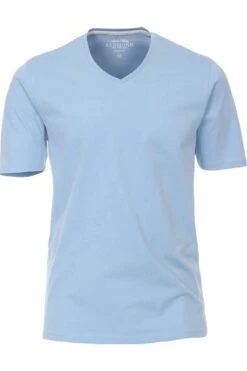 Redmond Regular Fit T-Shirt V-Ausschnitt Hellblau,Einfarbig