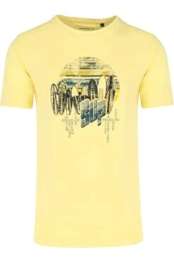 Marvelis CasualModern Fit T-Shirt Rundhals Gelb,Gemustert