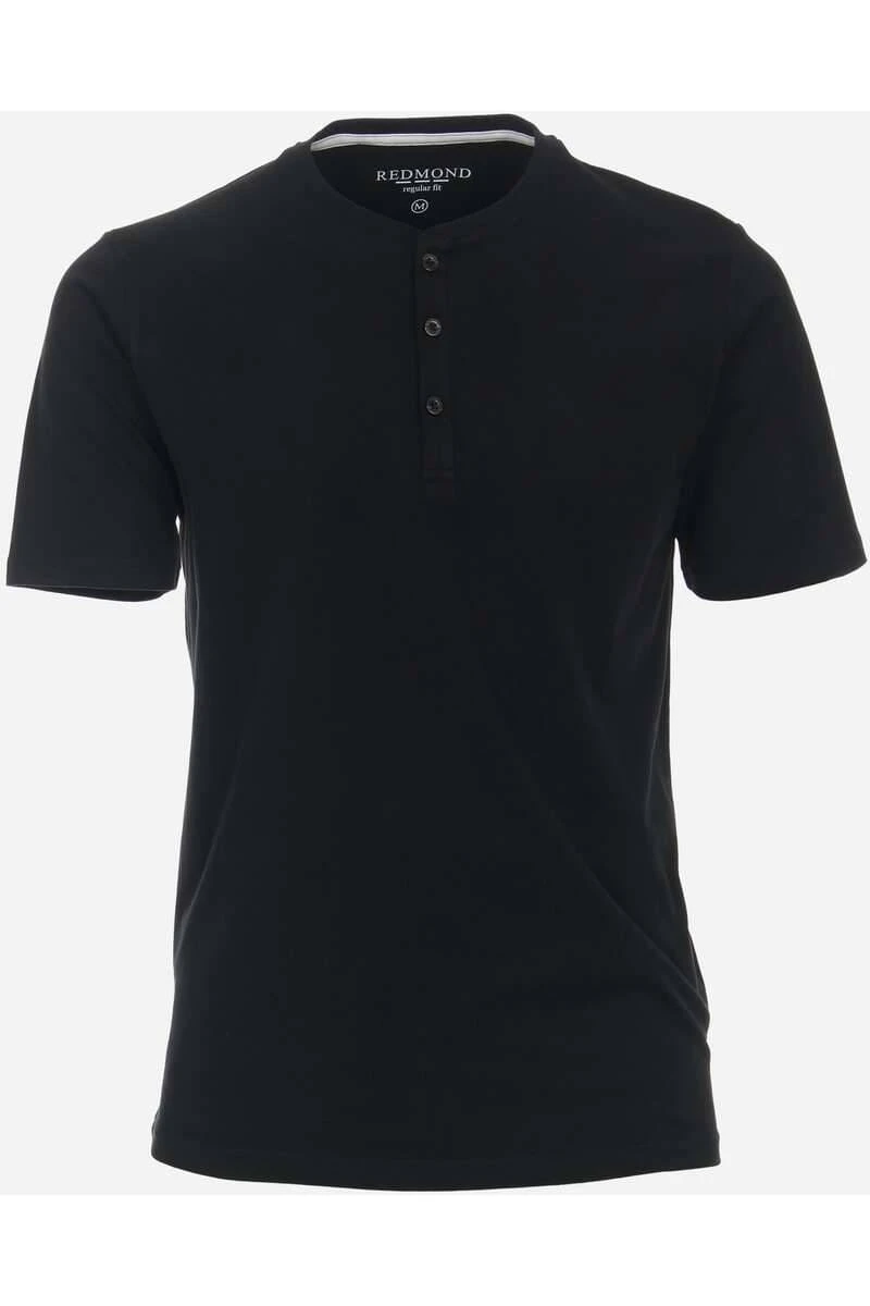 Redmond CasualRegular Fit T-Shirt Henleykragen Schwarz,Einfarbig 3 Redmond CasualRegular Fit T-Shirt Henleykragen Schwarz,Einfarbig
