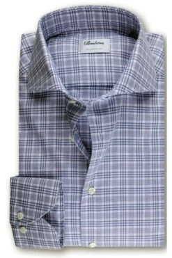 Stenströms Slimline Hemd Hellblau, Kariert