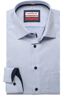 Marvelis Modern Fit Hemd Bleu, Gemustert