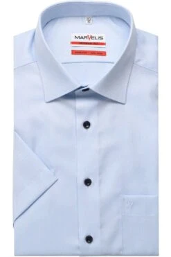 Marvelis Modern Fit Hemd Bleu, Faux-uni