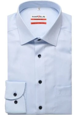 Marvelis Modern Fit Hemd Bleu, Faux-uni