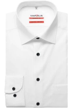 Marvelis Modern Fit Hemd Weiss, Faux-uni