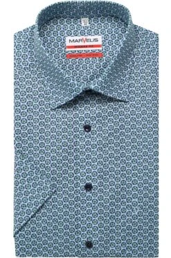 Marvelis Modern Fit Hemd Blau/grün, Gemustert