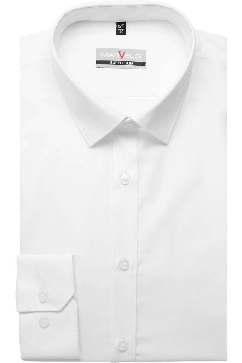Marvelis Super Slim Hemd Weiss, Einfarbig 3 Marvelis Super Slim Hemd Weiss, Einfarbig