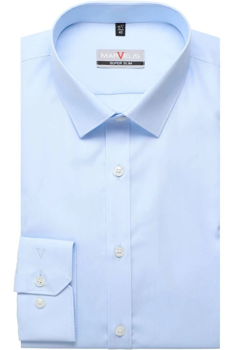 Marvelis Super Slim Hemd Hellblau, Einfarbig 3 Marvelis Super Slim Hemd Hellblau, Einfarbig