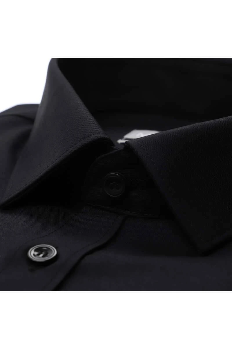 Marvelis Super Slim Hemd Schwarz, Einfarbig 4 Marvelis Super Slim Hemd Schwarz, Einfarbig – Bild 2