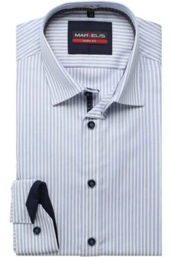 Marvelis Body Fit Hemd Blau/weiss, Gestreift