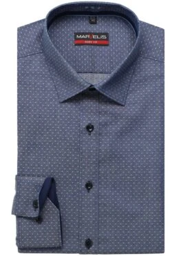 Marvelis Body Fit Hemd Marine, Gepunktet