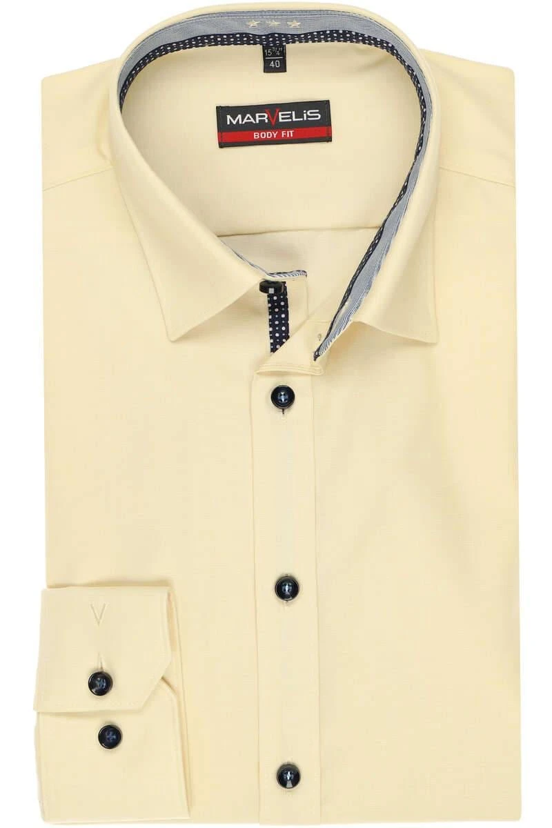 Marvelis Body Fit Hemd Zitronengelb, Faux-uni 3 Marvelis Body Fit Hemd Zitronengelb, Faux-uni
