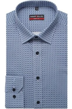 Marvelis Body Fit Hemd Blau/weiss, Gemustert