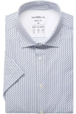 Marvelis Body Fit Jerseyhemd Bleu, Gemustert