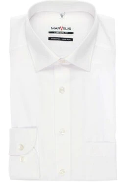 Marvelis Comfort Fit Hemd Weiss, Einfarbig