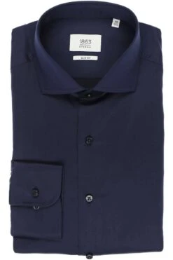 ETERNA 1863 Slim Fit Hemd Marine, Einfarbig