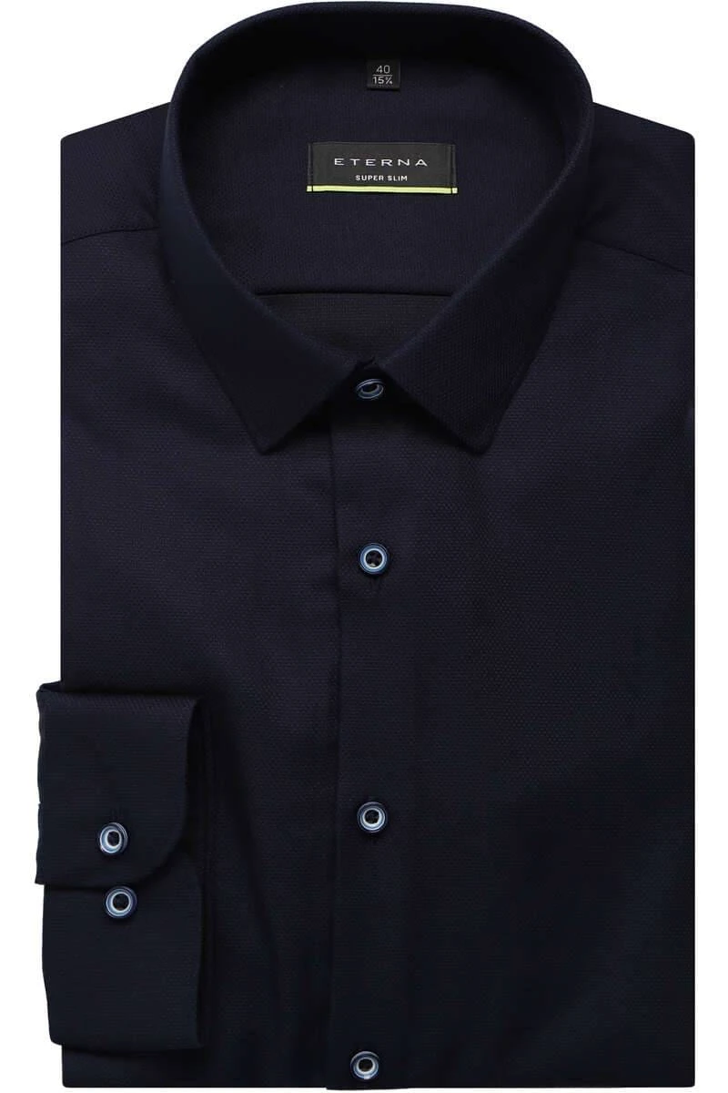 ETERNA Super Slim Hemd Marine, Strukturiert 3 ETERNA Super Slim Hemd Marine, Strukturiert