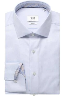 ETERNA 1863 Slim Fit Hemd Mittelblau, Strukturiert