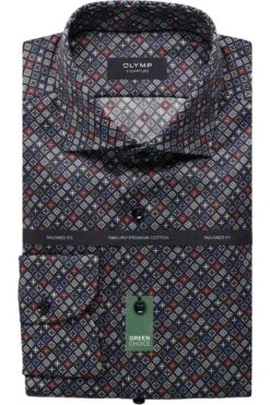 OLYMP SIGNATURE Tailored Fit Hemd Blau/rot, Gemustert