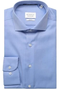 ETERNA Slim Fit Hemd Blau, Einfarbig
