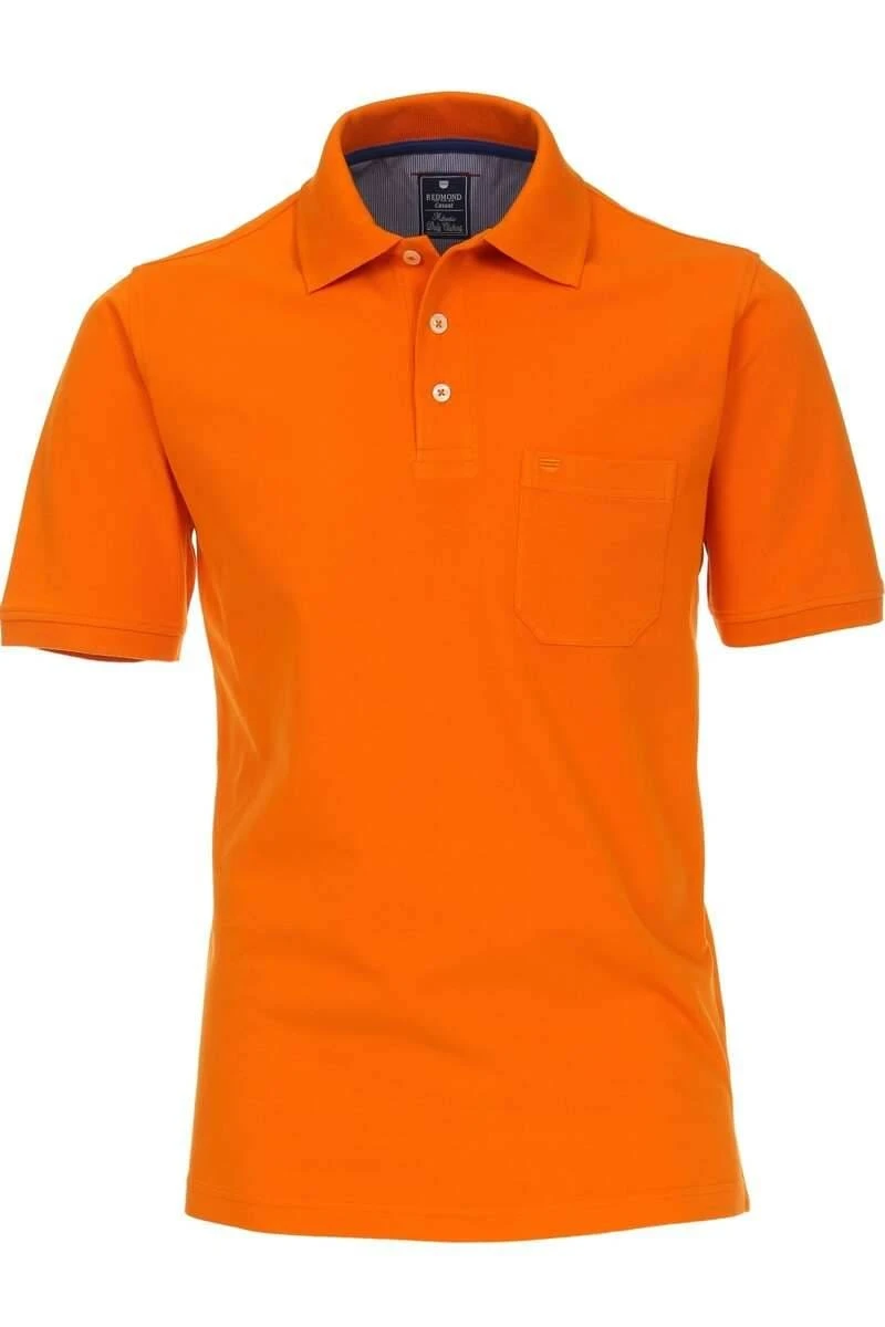 Redmond Casual Regular Fit Poloshirt Orange, Einfarbig 3 Redmond Casual Regular Fit Poloshirt Orange, Einfarbig