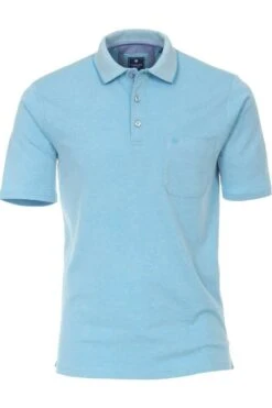 Redmond Casual Regular Fit Poloshirt Hellblau, Meliert