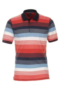 Casa Moda Casual Poloshirt Rot, Gemustert