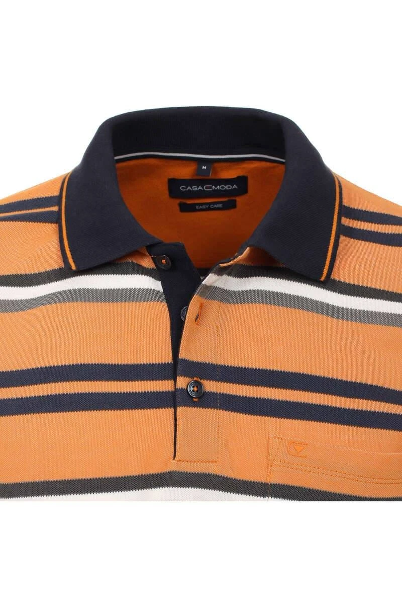 Casa Moda Casual Poloshirt Orange, Gemustert 4 Casa Moda Casual Poloshirt Orange, Gemustert – Bild 2