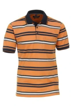 Casa Moda Casual Poloshirt Orange, Gemustert