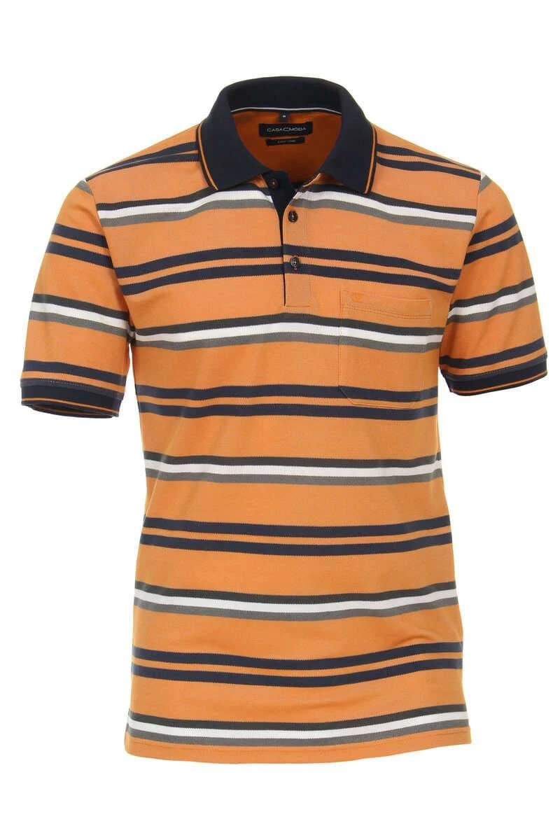 Casa Moda Casual Poloshirt Orange, Gemustert 3 Casa Moda Casual Poloshirt Orange, Gemustert