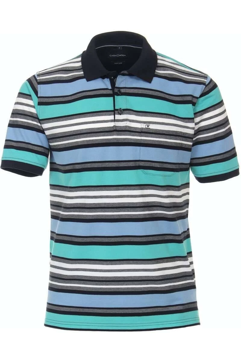 Casa Moda Casual Fit Poloshirt Türkis, Gestreift 3 Casa Moda Casual Fit Poloshirt Türkis, Gestreift