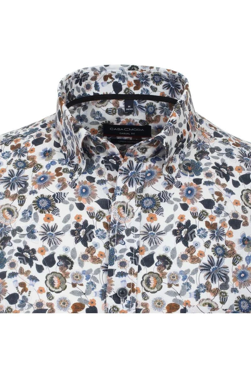 Casa Moda Casual Fit Leinenhemd Weiss, Gemustert 4 Casa Moda Casual Fit Leinenhemd Weiss, Gemustert – Bild 2