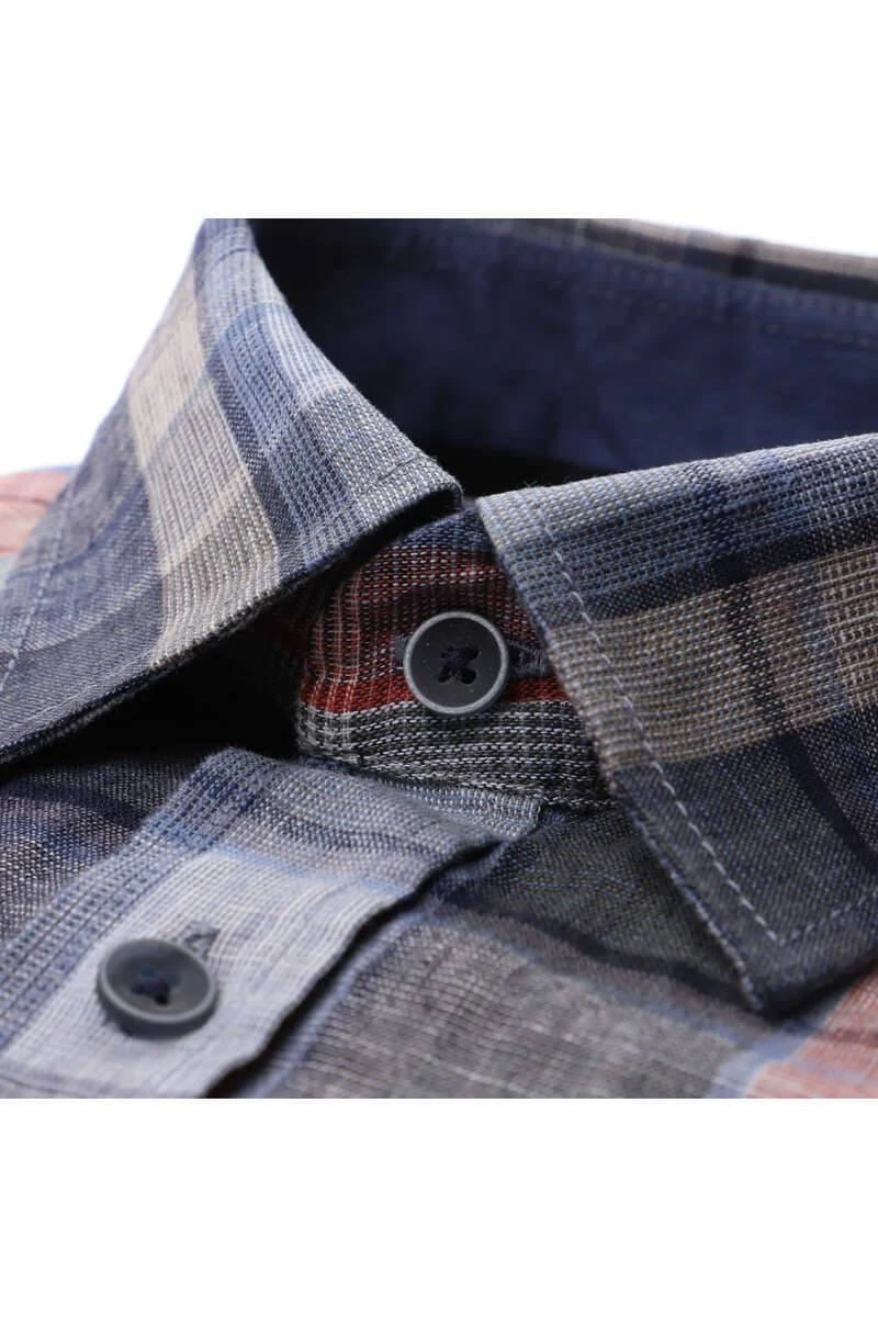 Casa Moda Casual Fit Leinenhemd Grau, Kariert 4 Casa Moda Casual Fit Leinenhemd Grau, Kariert – Bild 2