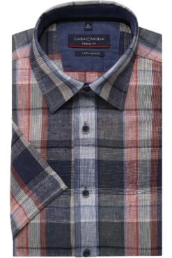 Casa Moda Casual Fit Leinenhemd Grau, Kariert