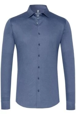 Desoto Slim Fit Jerseyhemd Blau, Einfarbig