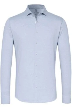 Desoto Slim Fit Jerseyhemd Hellblau, Einfarbig