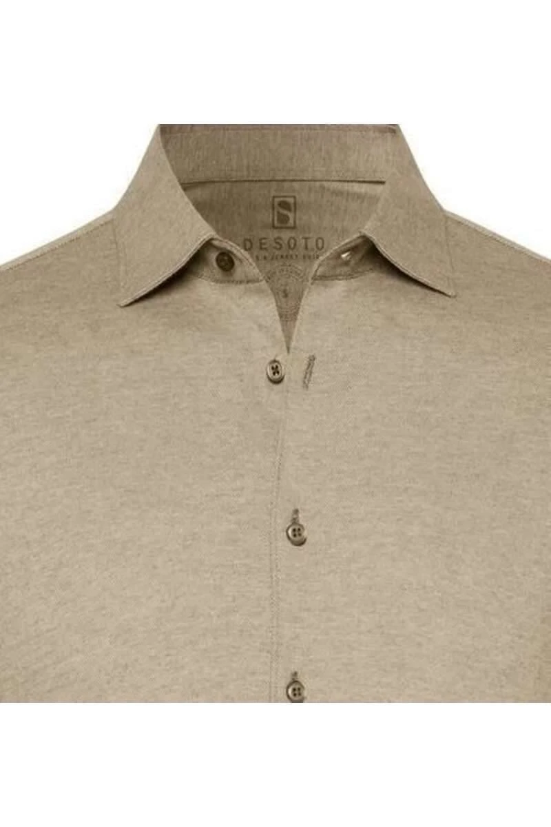 Desoto Slim Fit Jerseyhemd Beige, Einfarbig 4 Desoto Slim Fit Jerseyhemd Beige, Einfarbig – Bild 2
