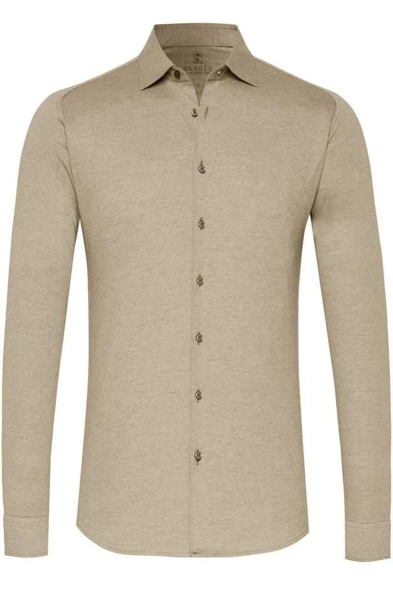 Desoto Slim Fit Jerseyhemd Beige, Einfarbig 3 Desoto Slim Fit Jerseyhemd Beige, Einfarbig