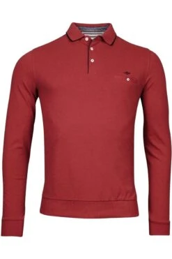 Baileys Modern Fit Longsleeve Poloshirt Rot, Melange