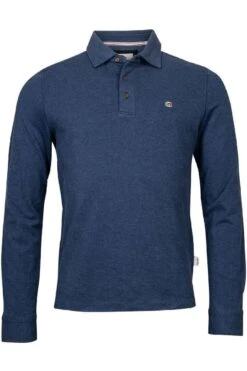 Giordano Comfort Fit Longsleeve Poloshirt Blau, Einfarbig
