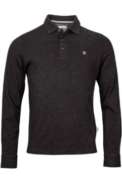 Giordano Comfort Fit Longsleeve Poloshirt Dunkelgrau, Einfarbig