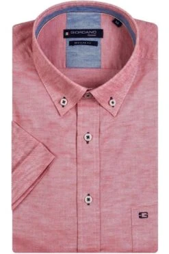 Giordano Regular Fit Leinenhemd Rot, Einfarbig