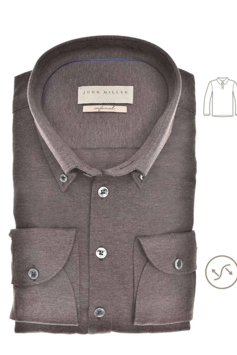 John Miller Tailored Fit Longsleeve Poloshirt Braun, Einfarbig 3 John Miller Tailored Fit Longsleeve Poloshirt Braun, Einfarbig