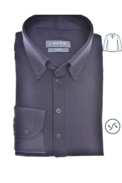 Ledȗb Modern Fit Longsleeve Poloshirt Navy, Einfarbig