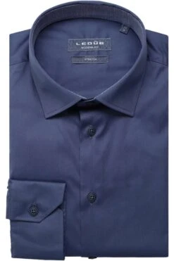 Ledȗb Modern Fit Hemd Dunkelblau, Einfarbig