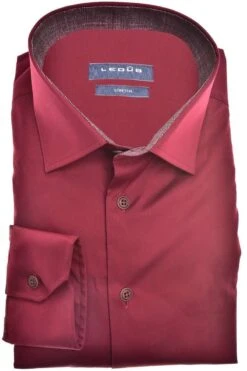 Ledȗb Modern Fit Hemd Dunkelrot, Einfarbig
