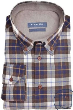 Ledȗb Modern Fit Hemd Braun/blau, Kariert